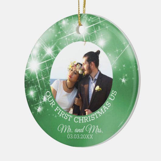 Aangepaste bruiloft foto keramisch ornament (Links)