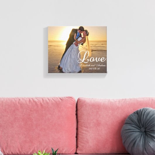 Aangepaste bruiloft foto liefde naam canvas afdruk (Insitu (Woonkamer))