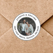 Aangepaste bruiloft foto Modern retour adres Ronde Sticker