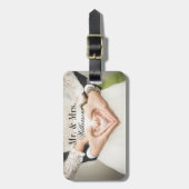 Aangepaste bruiloft Foto Monogram Bagagelabel (Voorkant verticaal)