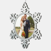 Aangepaste bruiloft foto Snowflake Ornament (Rechts)