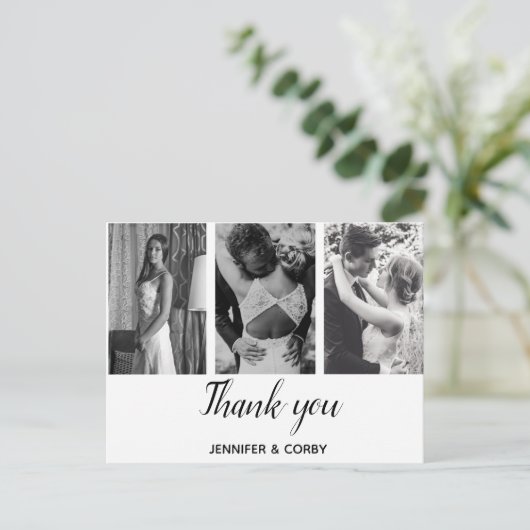 Aangepaste, bruiloft foto's, dank u. briefkaart (Staand voorkant)