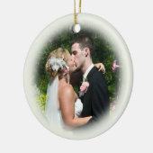 Aangepaste bruiloft-fotoversiering - Ecru Keramisch Ornament (Links)