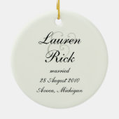 Aangepaste bruiloft-fotoversiering - Ecru Keramisch Ornament (Achterkant)