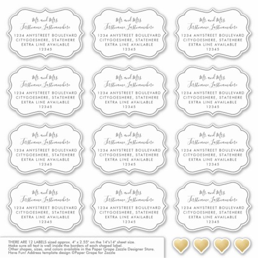 Aangepaste bruiloft Gast Adres Label Shaped (Voorkant)