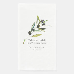 Aangepaste bruiloft Gastenhanddoeken Olive Branch Servet