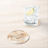 Aangepaste bruiloft gunst Dank u Wood Cut Slice Ronde Kartonnen Onderzetter (Insitu)