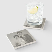 Aangepaste bruiloft jubileum foto Modern Stenen Onderzetter (Zijkant)