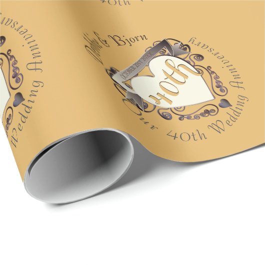 Aangepaste bruiloft Jubileum hart medaillon Cadeaupapier (Rol Hoek)