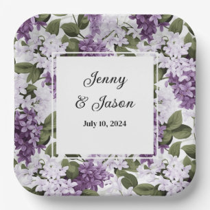 Aangepaste bruiloft Lilacs Papier Borden Papieren Bordje