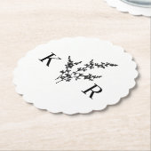 Aangepaste bruiloft monogram naam geëtste bloem kartonnen onderzetters (Gekanteld)