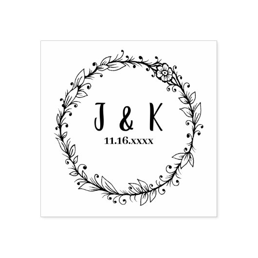 Aangepaste bruiloft monogram stempel, botanische k 	rubberstempel (Afrduk)