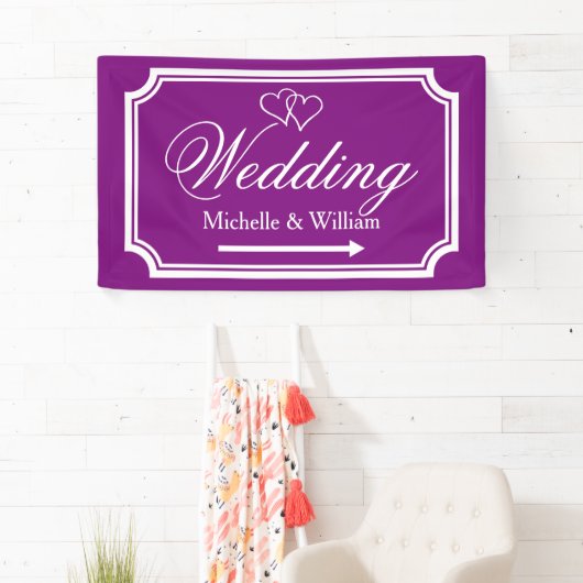 Aangepaste bruiloft receptie richting banner borde (Insitu)