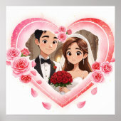 Aangepaste bruiloft - Romantische Waterverf Hart Poster (Voorkant)