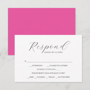 Aangepaste bruiloft RSVP-kaarten Levendig Roze RSVP Kaartje