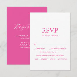Aangepaste bruiloft RSVP-kaarten Levendig Roze RSVP Kaartje