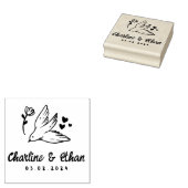 Aangepaste bruiloft Rubber Stempel met Vogel, Hart (Gestempeld)