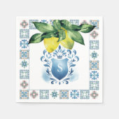 Aangepaste bruiloft servetten Amalfi Tegel en citr (Voorkant)