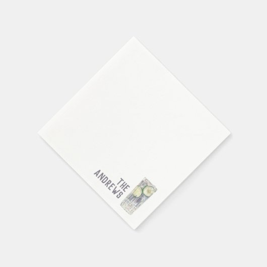 Aangepaste bruiloft servetten gin & tonic cocktail (Hoek)