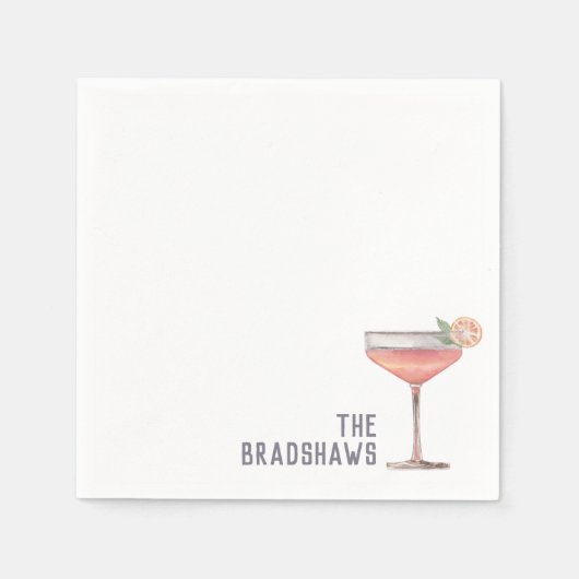 Aangepaste bruiloft servetten roze cocktail uur (Voorkant)