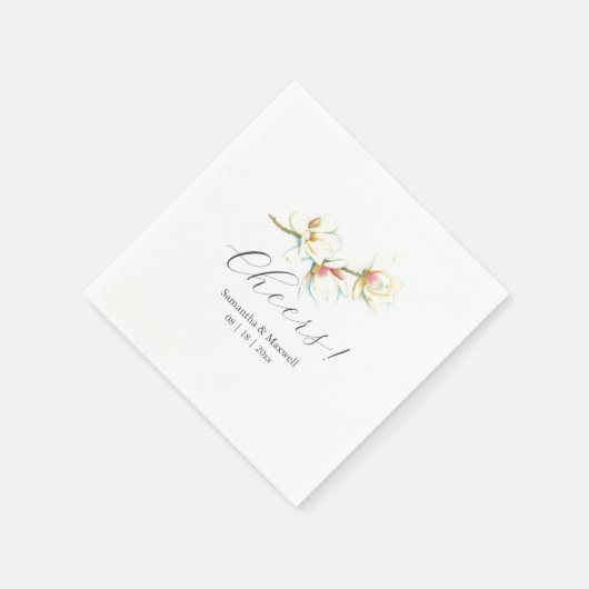 Aangepaste bruiloft servetten wit magnolia bloemen (Hoek)