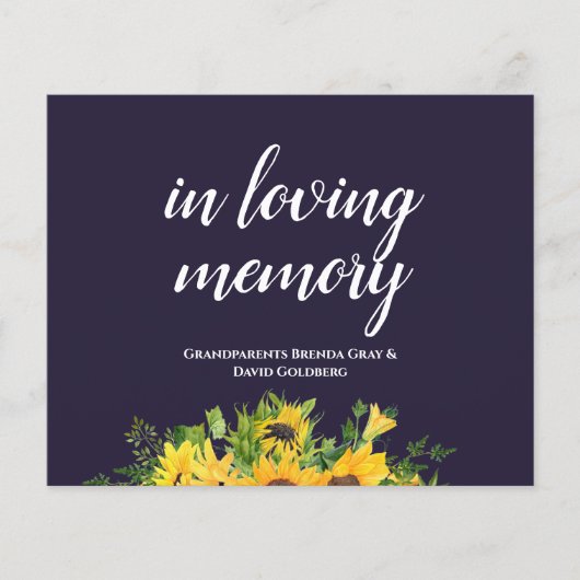 Aangepaste bruiloft-signalen Blauwe Zonnebloemen (Voorkant)