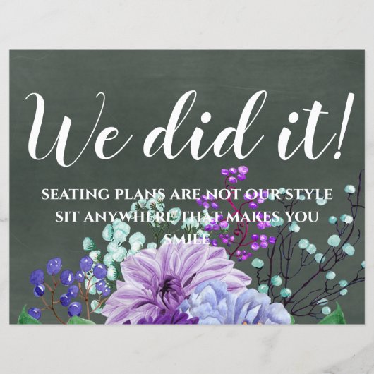 Aangepaste bruiloft Signs Chalkboard Paarse Mint F (Voorkant)