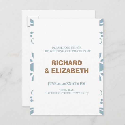 Aangepaste bruiloft uitnodiging briefkaart (Voorkant / Achterkant)