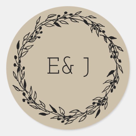 Aangepaste bruiloft Uitnodiging Seal Kraft hand ge Ronde Sticker (Voorkant)