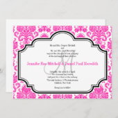 Aangepaste bruiloft-uitnodigingen voor hot-roze Da Kaart (Voorkant / Achterkant)