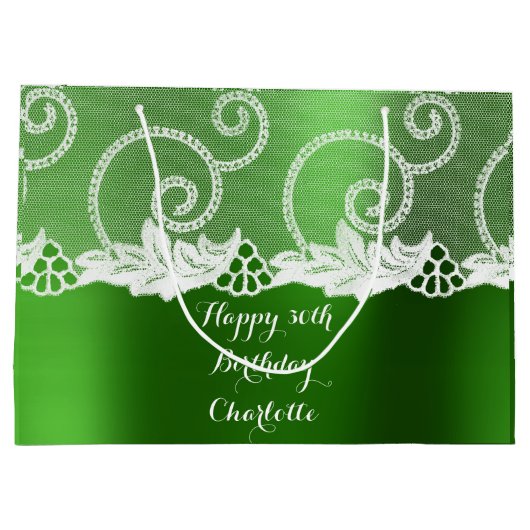 Aangepaste bruiloft verjaardag smaragd groen wit k large cadeautasje (Achterkant)