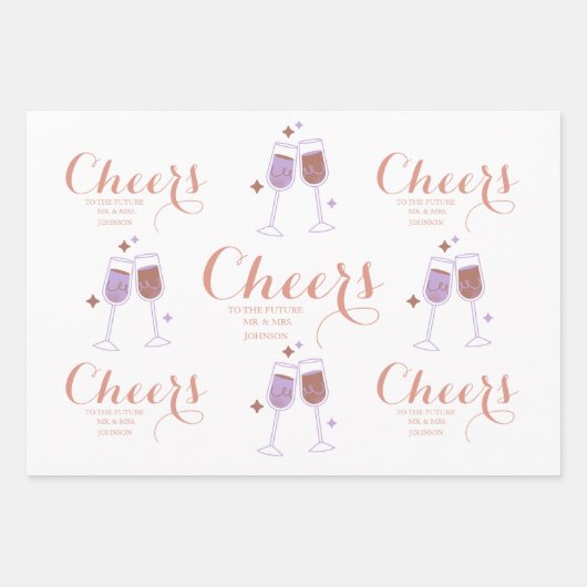 Aangepaste bruiloft voor Cheers Script Inpakpapier Vel (Voorkant 3)