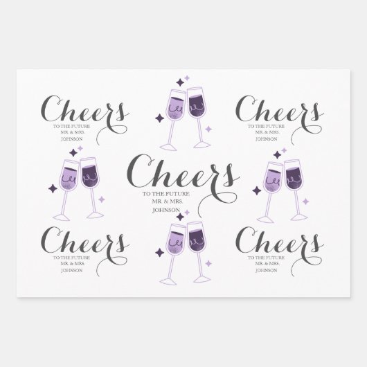 Aangepaste bruiloft voor Cheers Script Inpakpapier Vel (Voorkant 2)