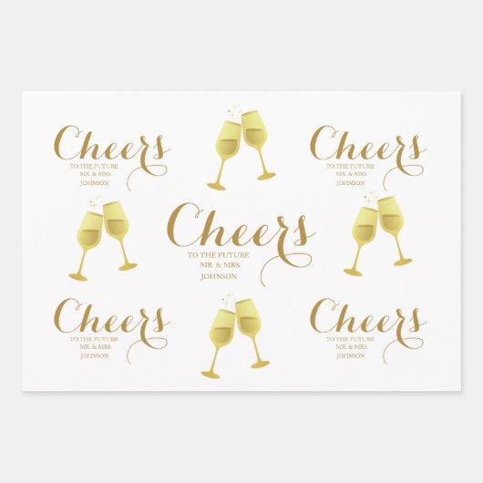 Aangepaste bruiloft voor Cheers Script Inpakpapier Vel (Voorkant)