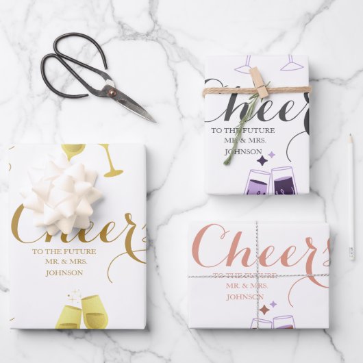 Aangepaste bruiloft voor Cheers Script Inpakpapier Vel (Voorkant)