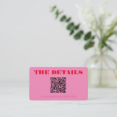 Aangepaste bruiloft website rood roze QR code deta Informatiekaartje (Staand voorkant)