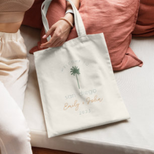 aangepaste bruiloft welkom in San Diego canvas tas