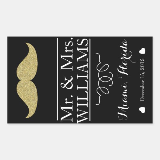 aangepaste bruiloft wijn fles label tafel snor (Voorkant)