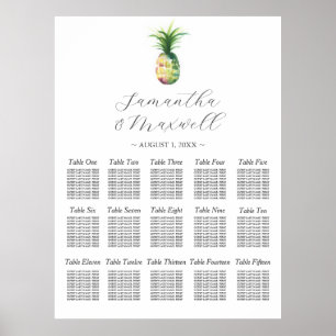Aangepaste bruiloft Zitkaart Waterverf Ananas Poster
