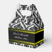Aangepaste bruiloft zwart Damask Gable Favor Box Bedankdoosjes (Achterkant)