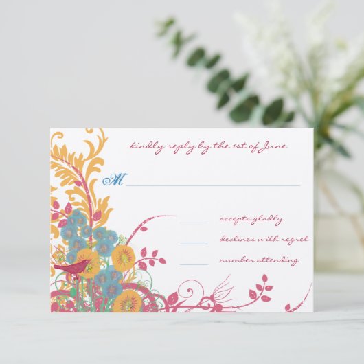 Aangepaste bruiloften RSVP kaartje (Staand voorkant)