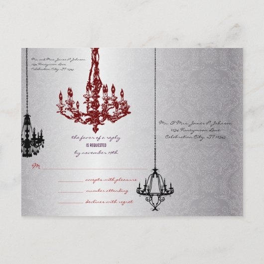 Aangepaste bruiloften uitnodiging briefkaart (Achterkant)