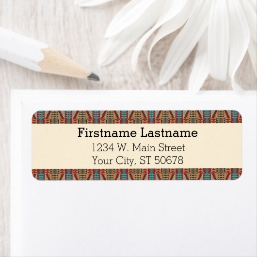 Aangepaste bruine rode terracotta Turquoise Blue M Etiket (Insitu)