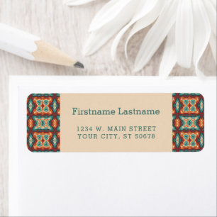 Aangepaste bruine rode terracotta Turquoise Blue M Etiket