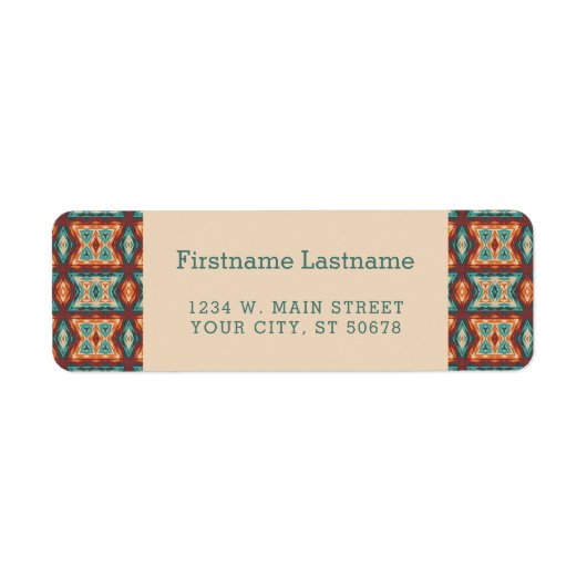 Aangepaste bruine rode terracotta Turquoise Blue M Etiket (Voorkant)