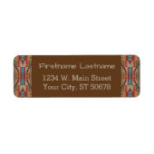 Aangepaste bruine rode terracotta Turquoise Blue M Etiket (Voorkant)