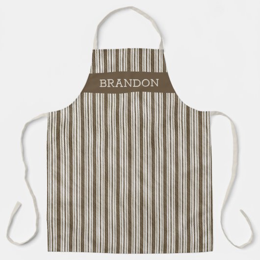 Aangepaste  bruine voorkant linen Stripes Schort (Voorkant)