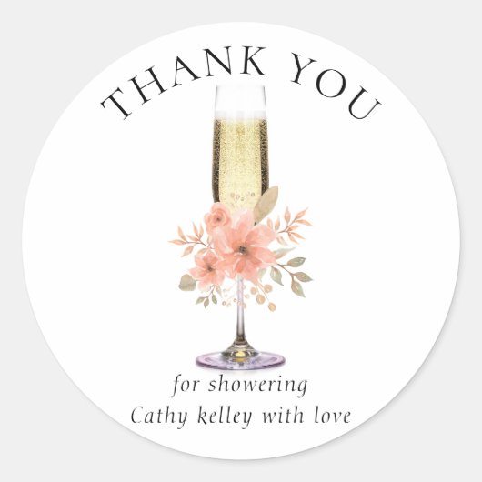 Aangepaste brunch en bubbly bruidsfeest bedankt ronde sticker (Voorkant)