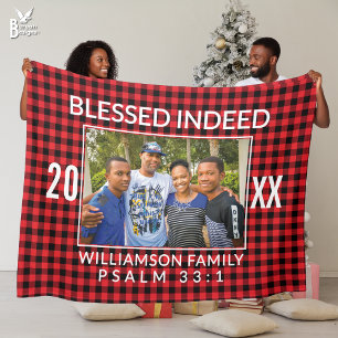 Aangepaste Buffalo Plaid Familie Christelijke Kers Fleece Deken