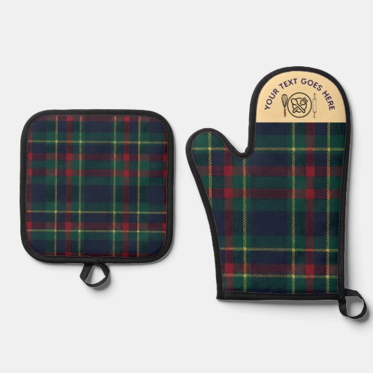 Aangepaste Buffalo Plaid Keuken Schotse stijl Ovenwant & Pannenlap Set (Voorkant)
